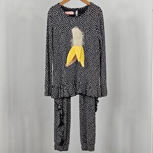 Bangbang Copenhagen Go Banana Black & White Dots Top & Pant Set | Girl's 10 / 11